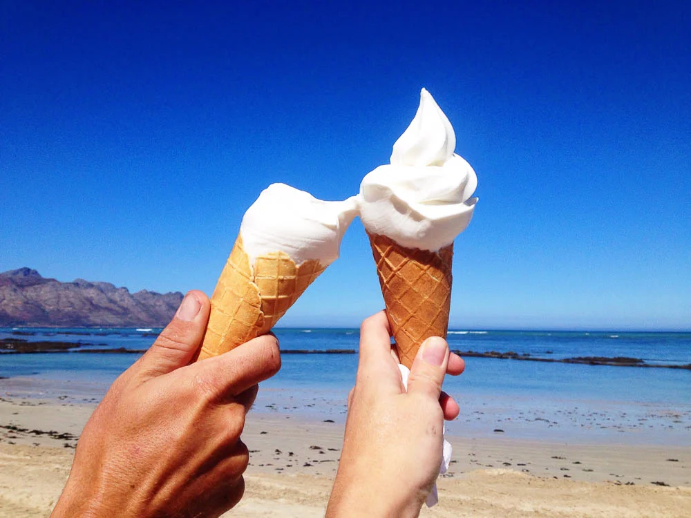 our first date was on the beach, eating ice cream, and 14yrs later we're still doing it whenever we get the chance