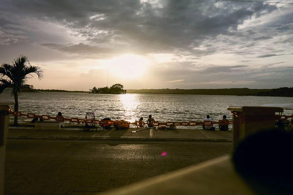 sunset over the lake