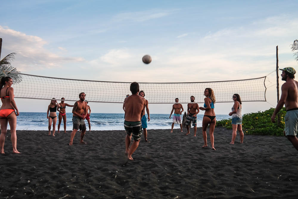 sunset volley ball challenge with our fellow surf campers