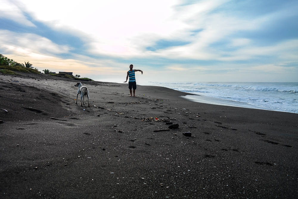 morning moves with the local stray pup and his bright orange crab companion (can you see him?)