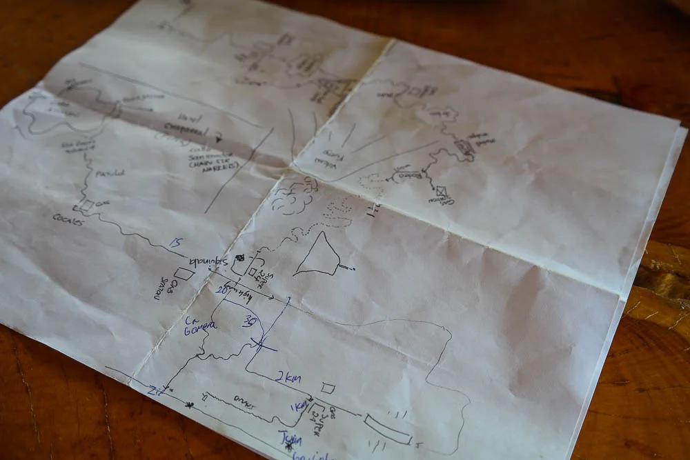 hand drawn (seriously off scale) map from the bike rental owner