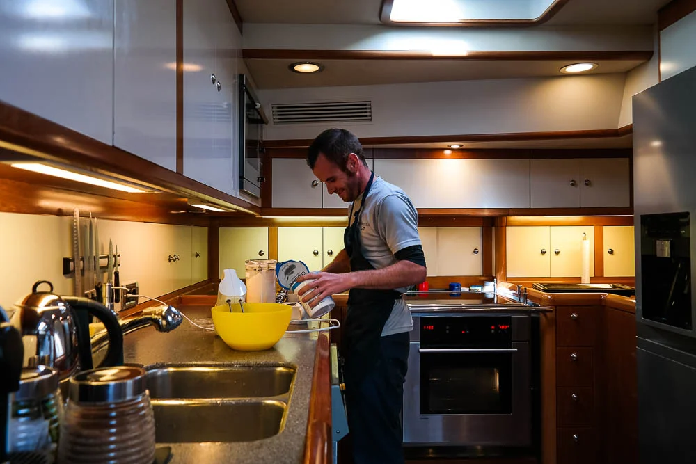 Adrian takes over my galley and makes us dinner :)