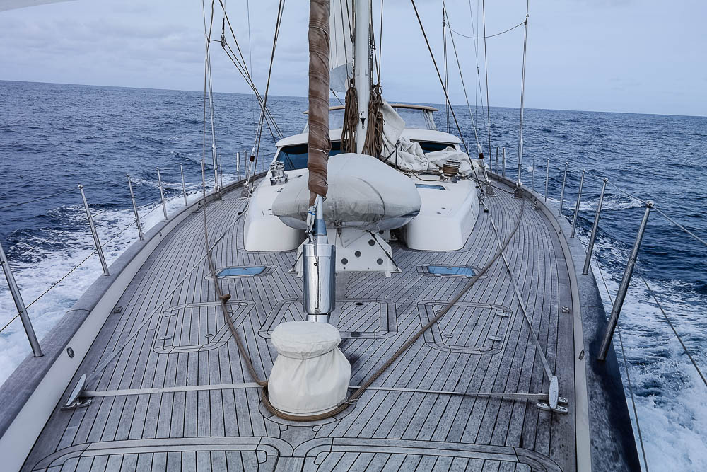 December 2015:&nbsp;Aventura under way on delivery to St Maarten in the Caribbean
