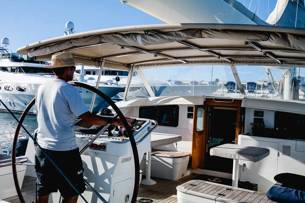 Captain taking us through the bridge in St Maarten