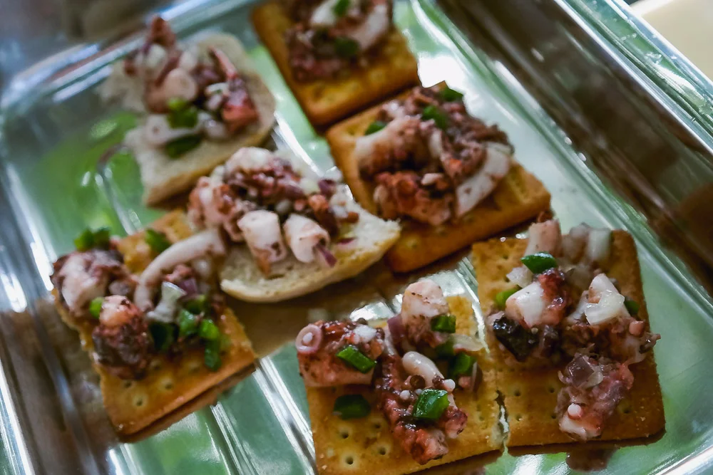 Natali's delicious octopus salad, caught the previous day