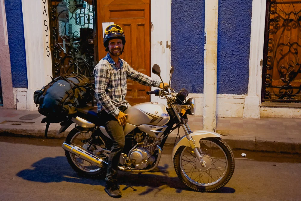 early morning, outside Oasis hostel, ready to ride to Ometepe