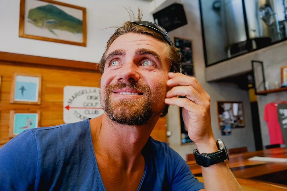 happy beer tasting face at San Juan del Sur Cerveceria