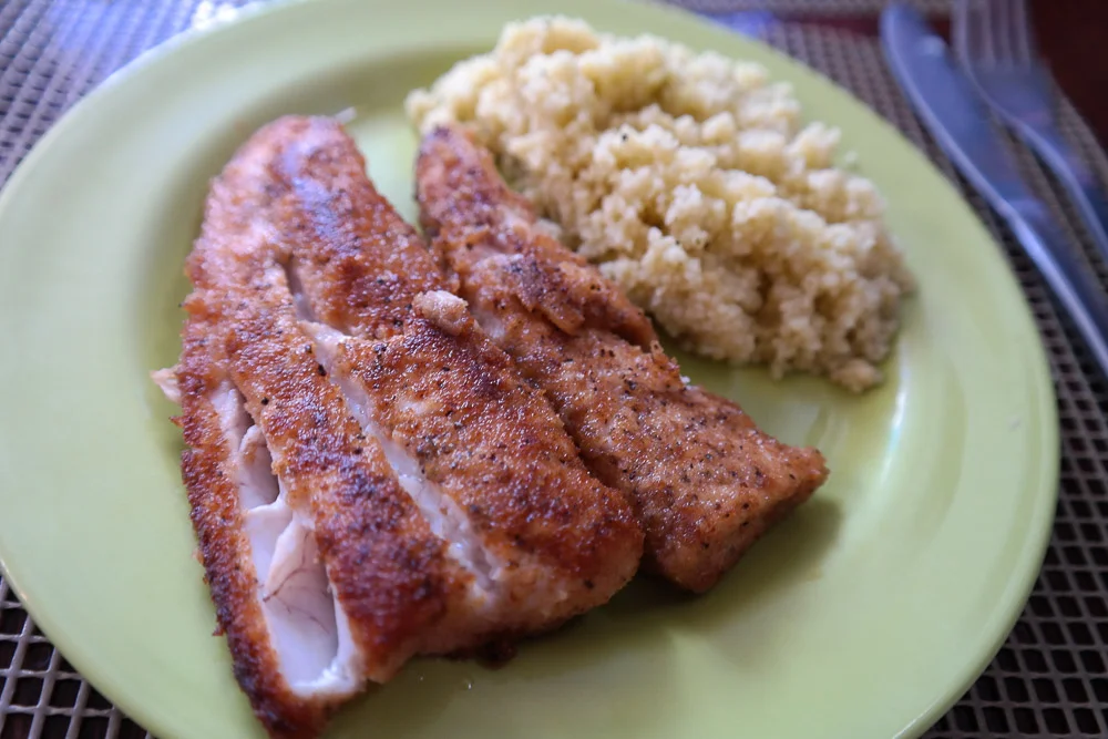 Dorado done "shark 'n bake" style