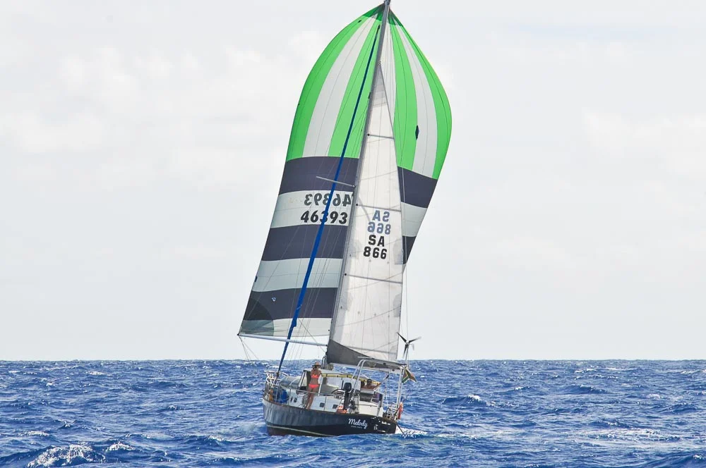 Kate and Rufus Brand sailing across the Pacific Ocean, from Panama to French Polynesia_May 2016.