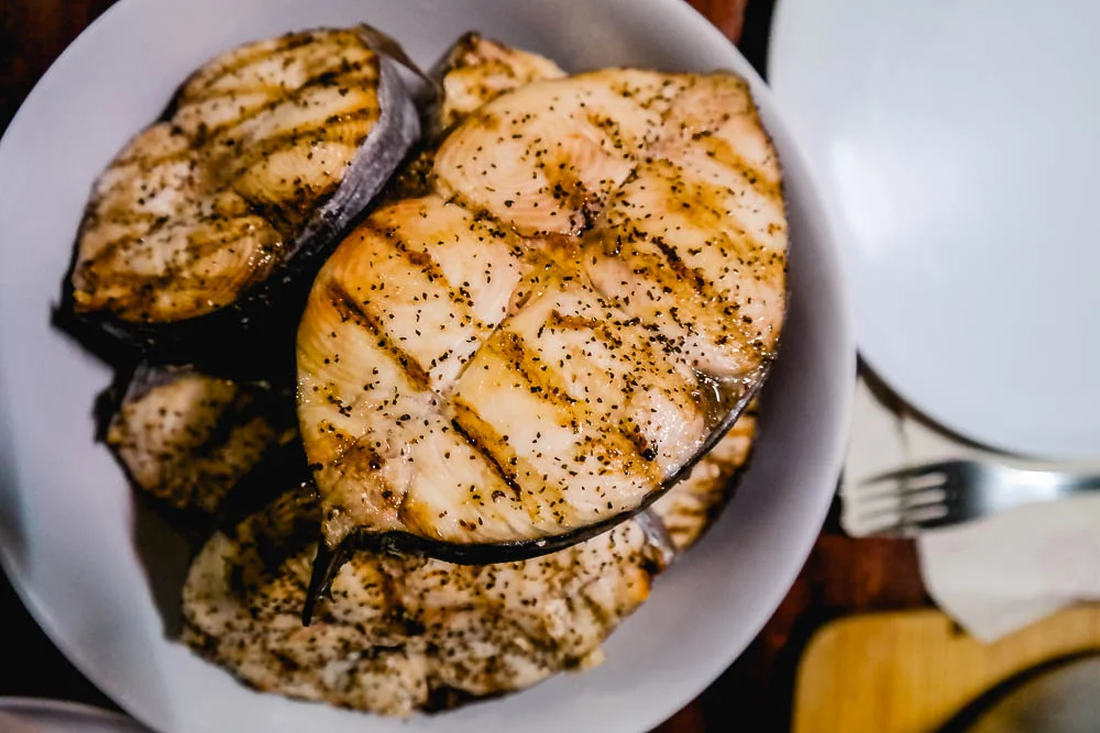 freshly caught fish grilled on the braai!