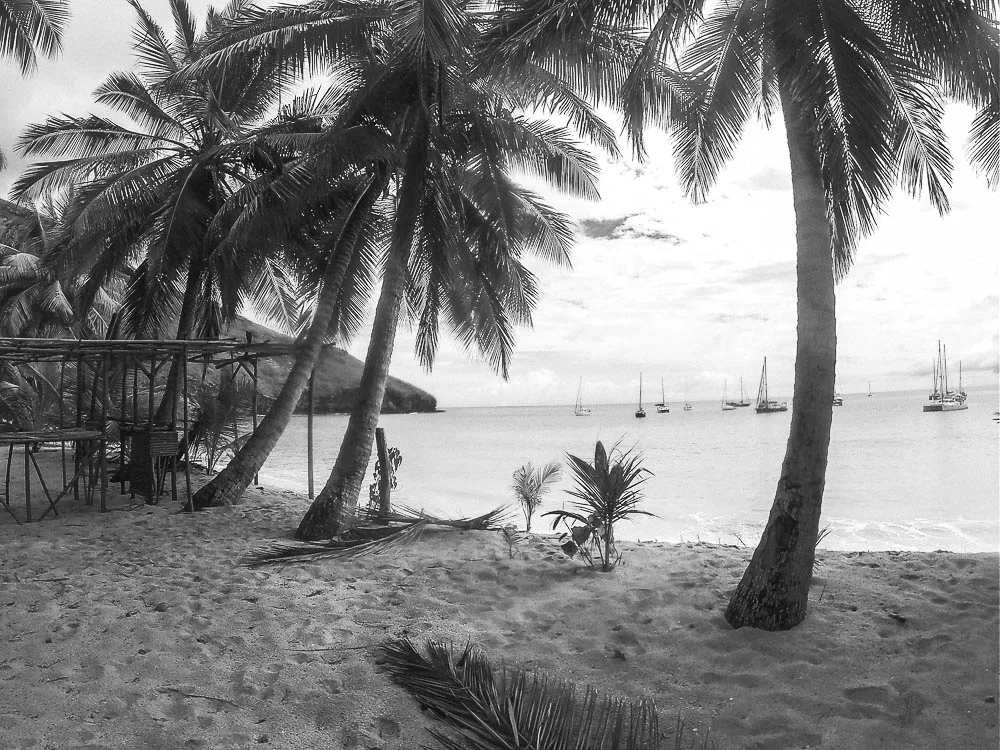 view from the deserted little beach we anchored off