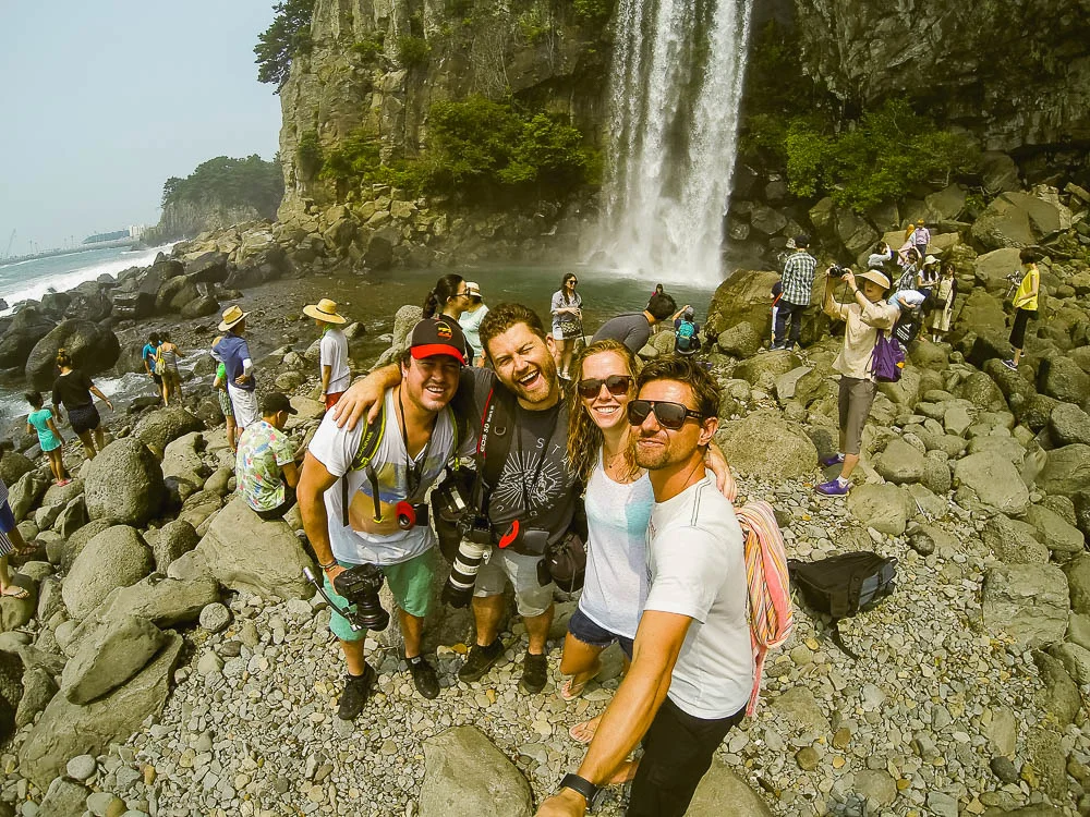 first day shooting at Jeongbang Waterfall