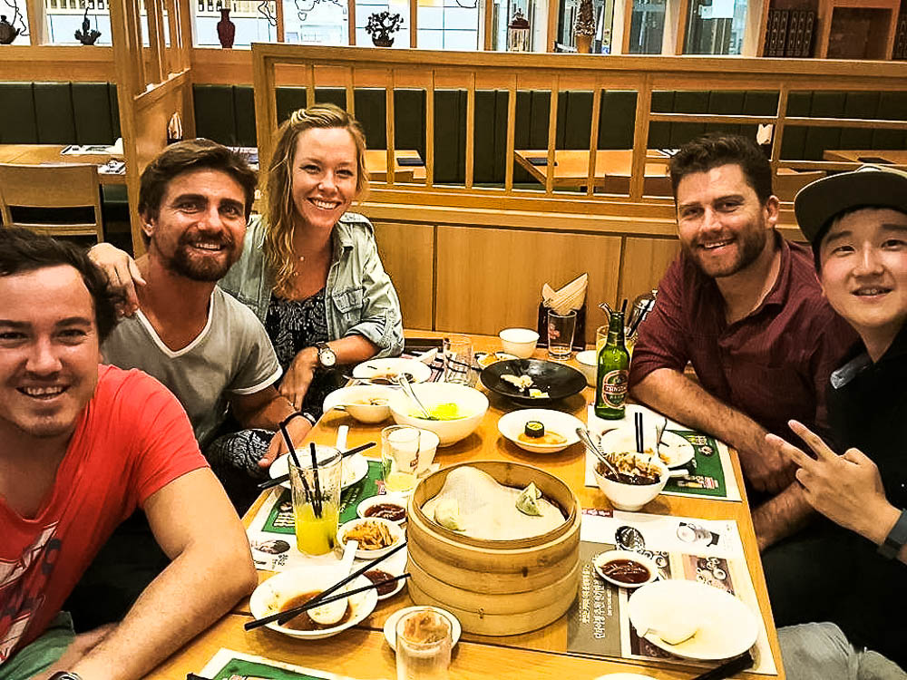 Faan, Rufus, Kate, Timmy and Sun (Kia Motors International) - our first night in South Korea,&nbsp;Seoul. Photo credit: Sun Hur