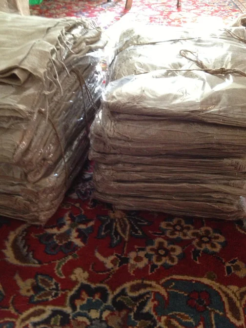Bagged linen scarves