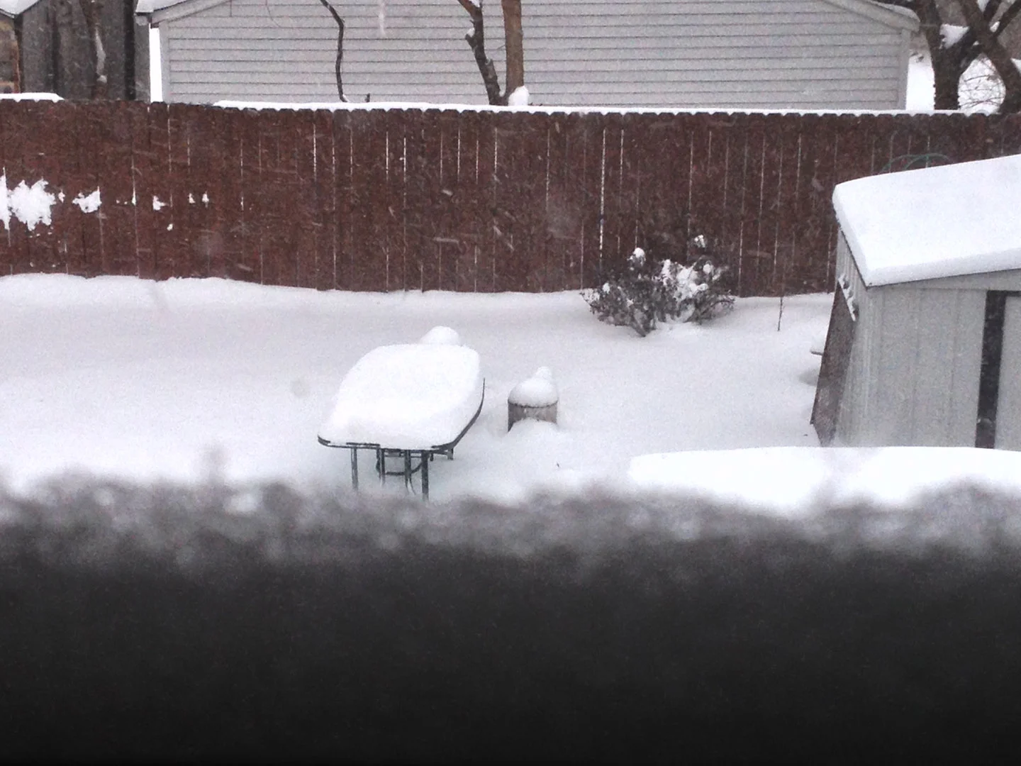 That's my table and pot. in the snow.