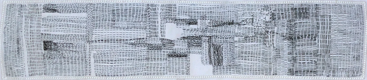 DRESSER SCARF 2018 Hand stitched single strand cotton embroidery floss. 40" x 15"