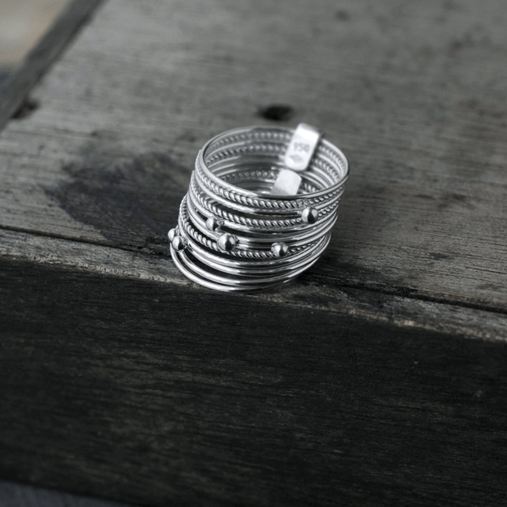 Galactical 12 Silver Stack rings
