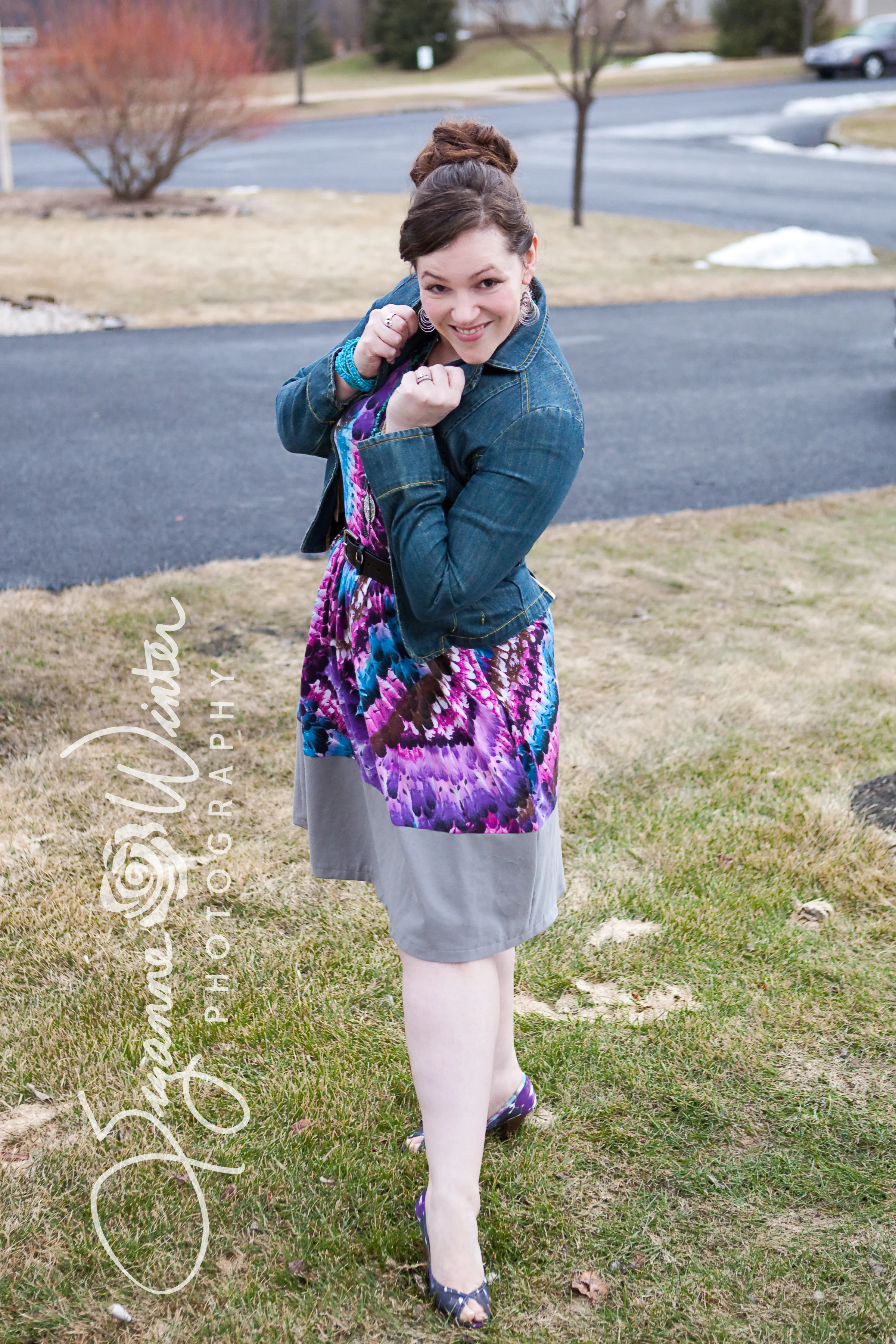 Radiant Orchid, in Girl Charlee Knit & Color-Blocked Sew Caroline Out & About Dress