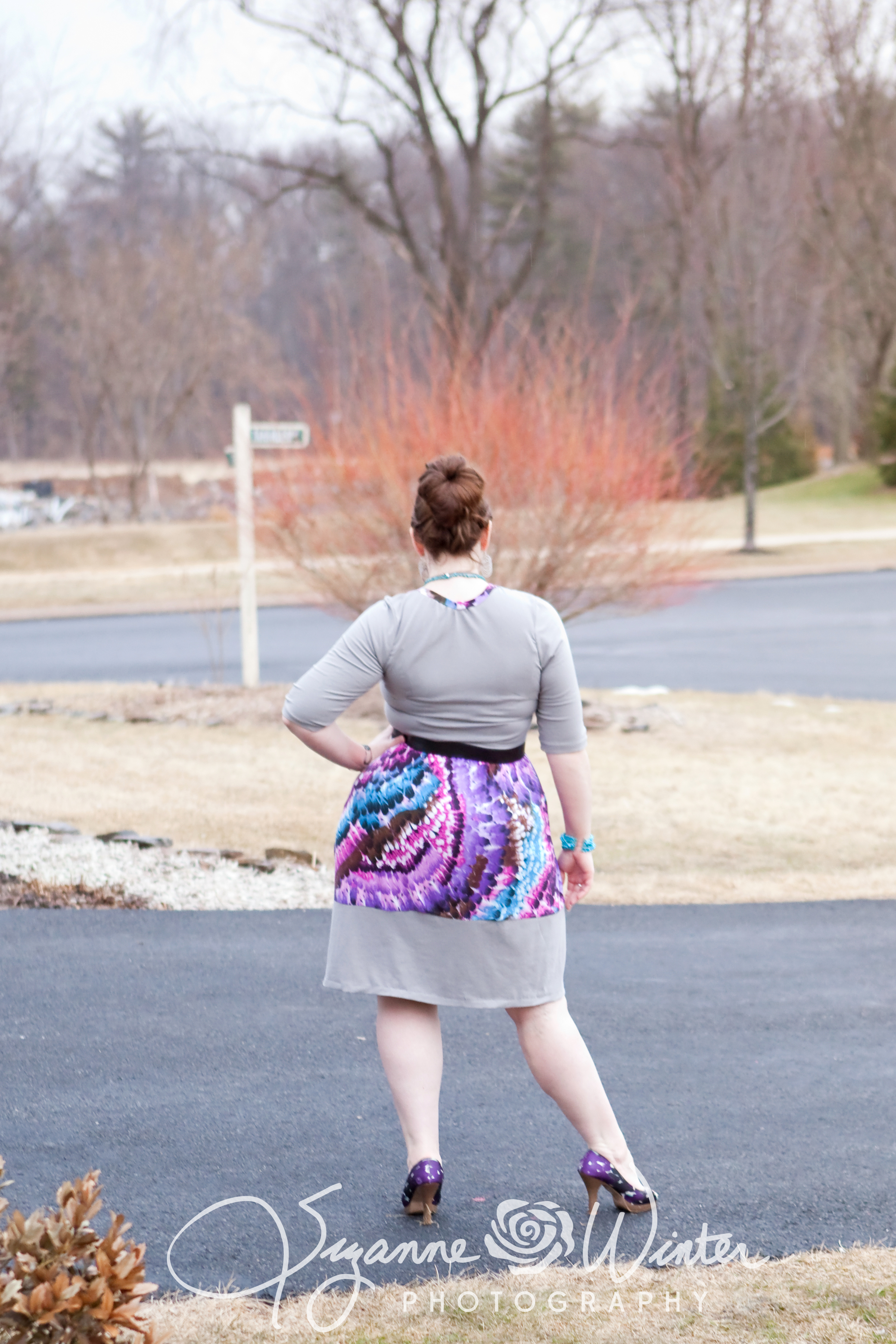 Radiant Orchid, in Girl Charlee Knit & Color-Blocked Sew Caroline Out & About Dress