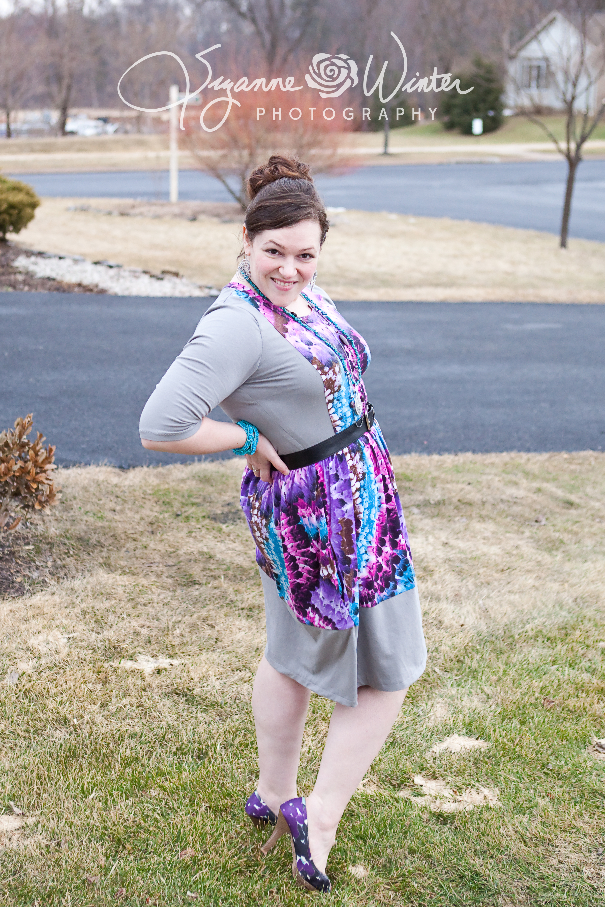 Radiant Orchid, in Girl Charlee Knit & Color-Blocked Sew Caroline Out & About Dress