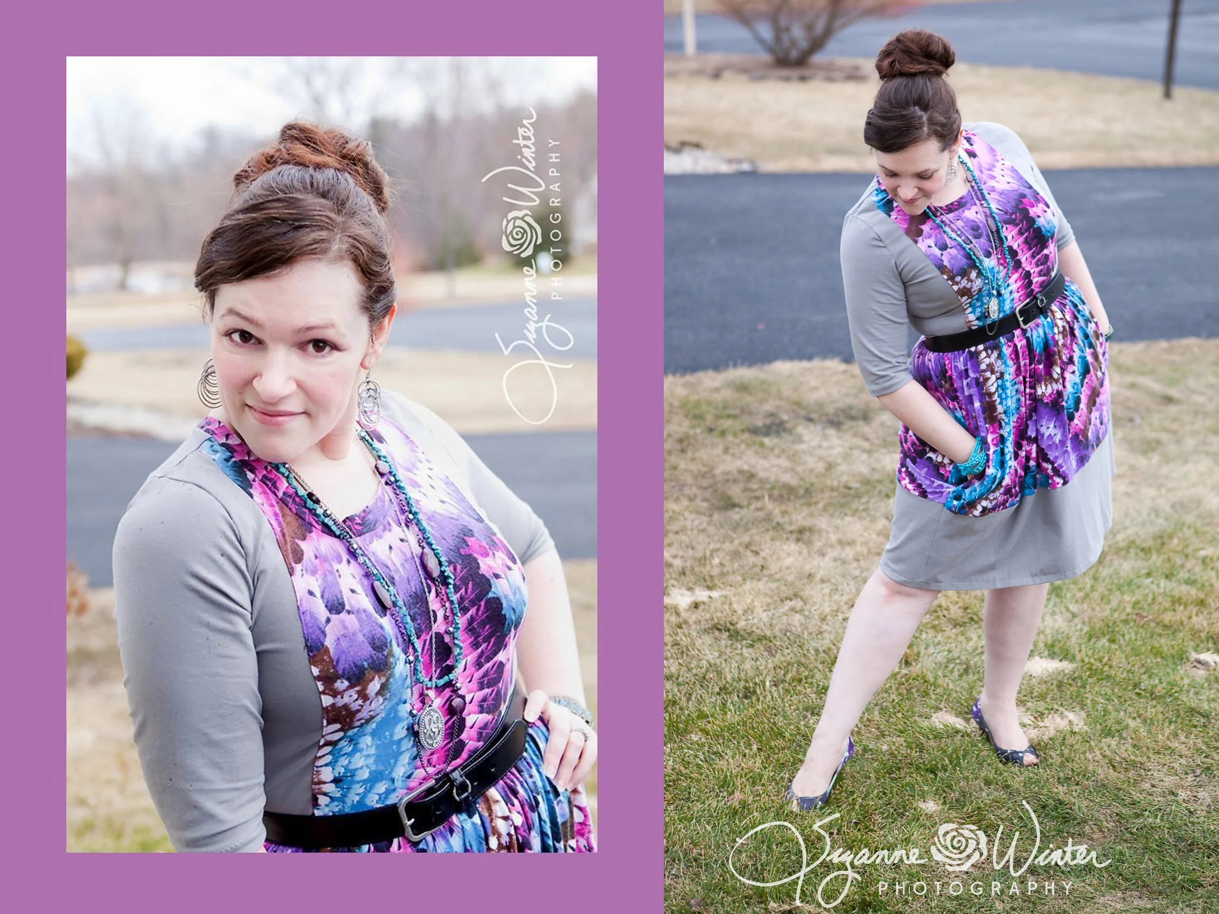 Radiant Orchid, in Girl Charlee Knit & Color-Blocked Sew Caroline Out & About Dress