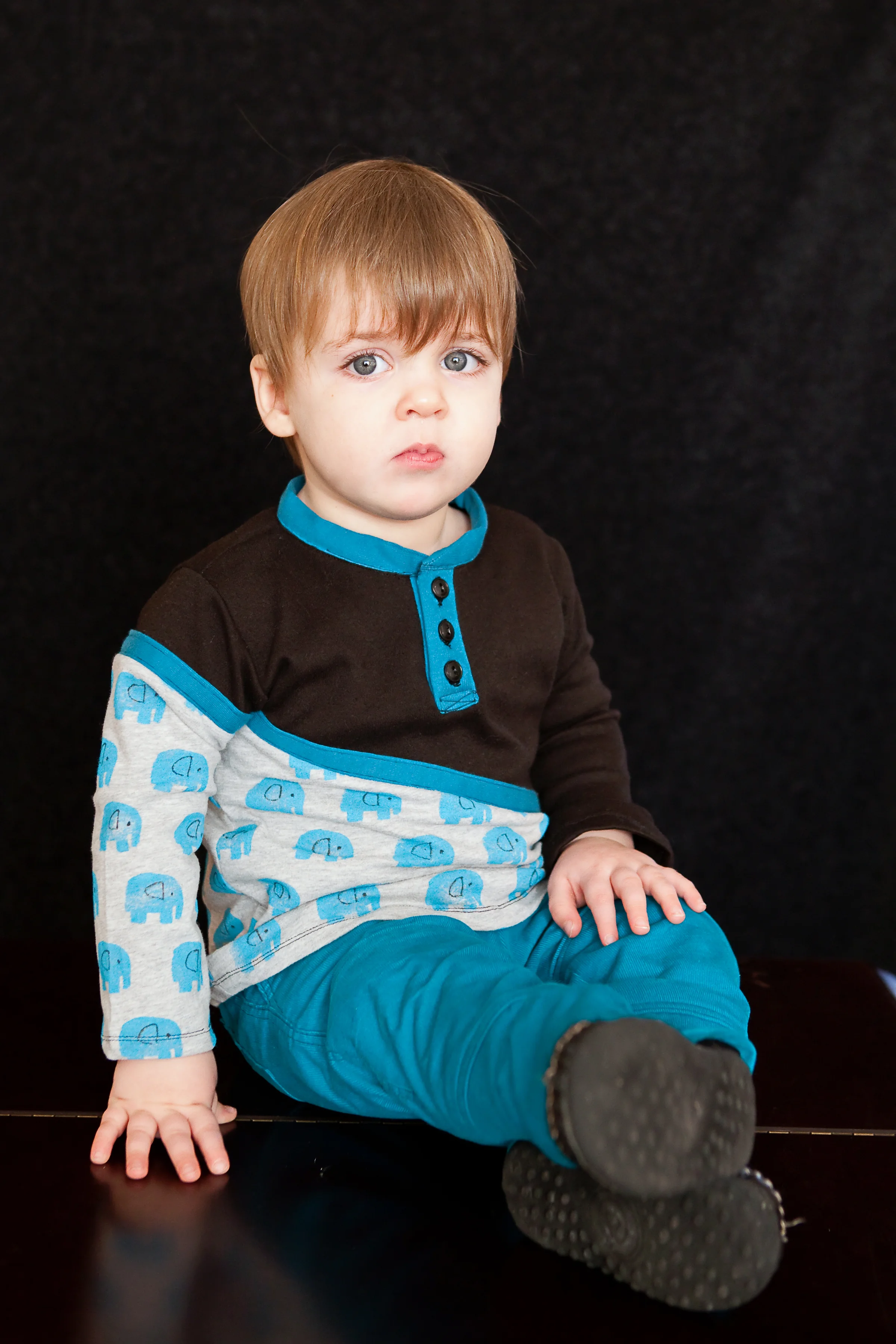 Shirt: 3 T Shirts, hand carved elephant stamp with fabric paint.