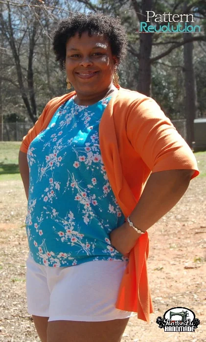 Market Shorts, Draped Cardigan and Lace Front Top (minus the lace)