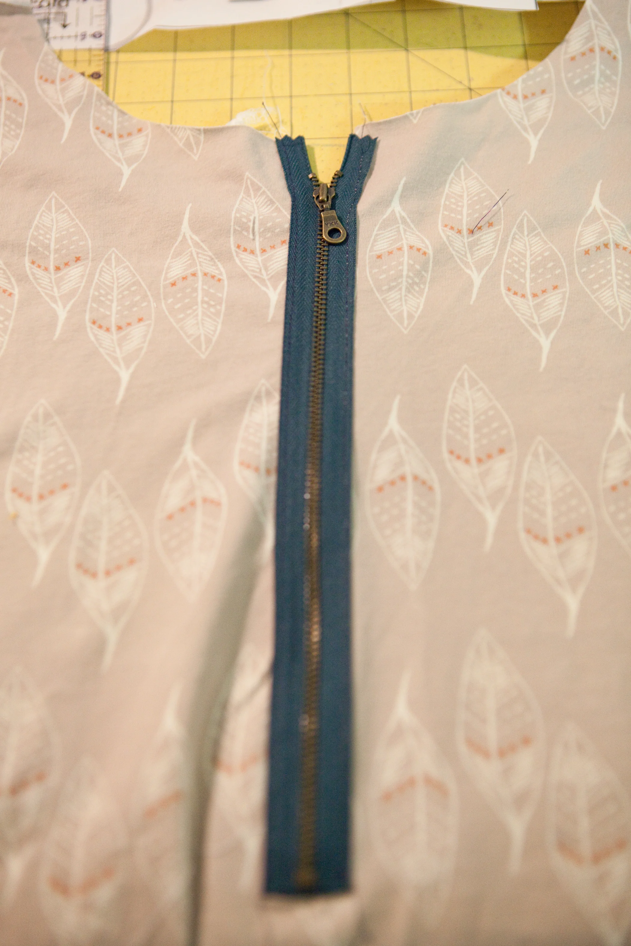 zipper stitched in place