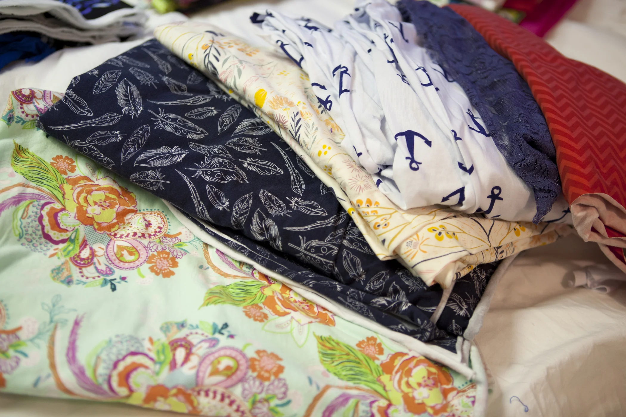 The first 3 are Art Gallery , the Anchors and stretch lace are from Girl Charlee, and the Red is form Riley Blake. All of these are so incredible and are going to make awesome additions to Mack's wardrobe!