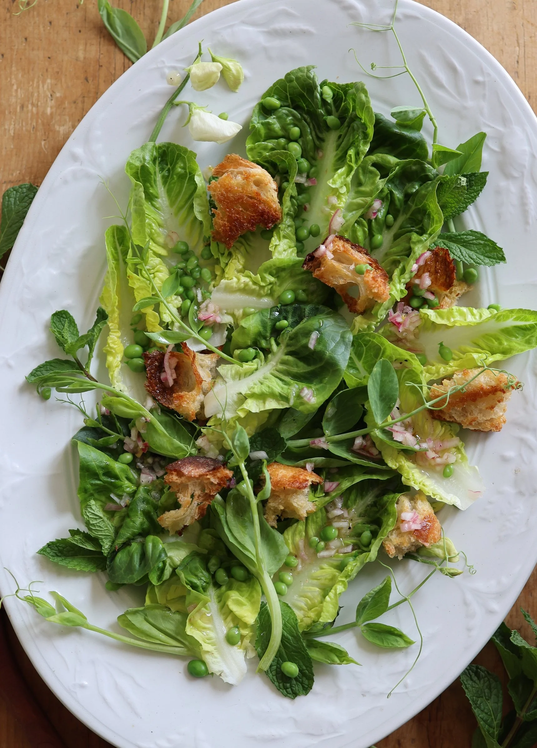 Spring Bread Salad with Peas and Mint