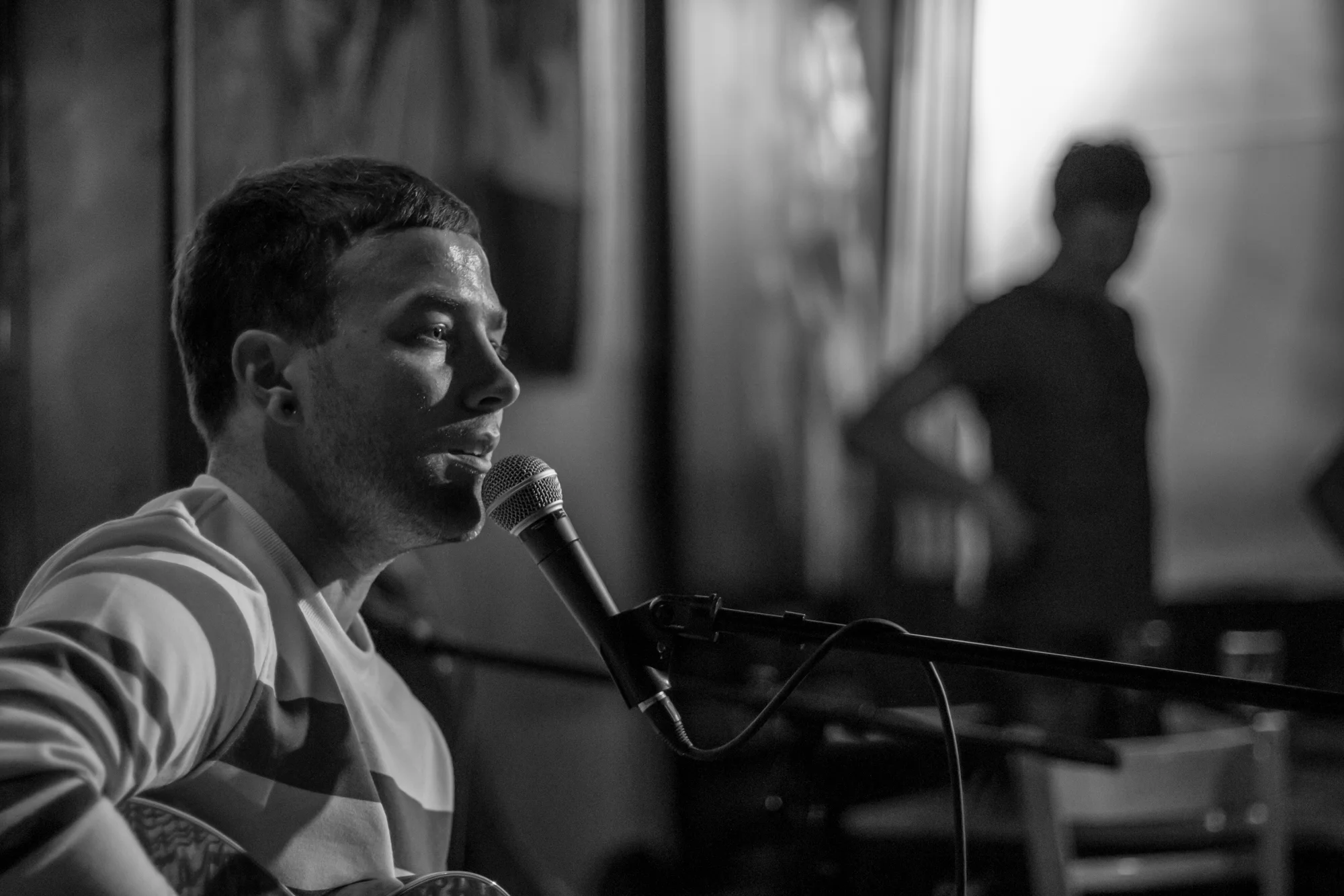 Performing at open mic in Pohang.