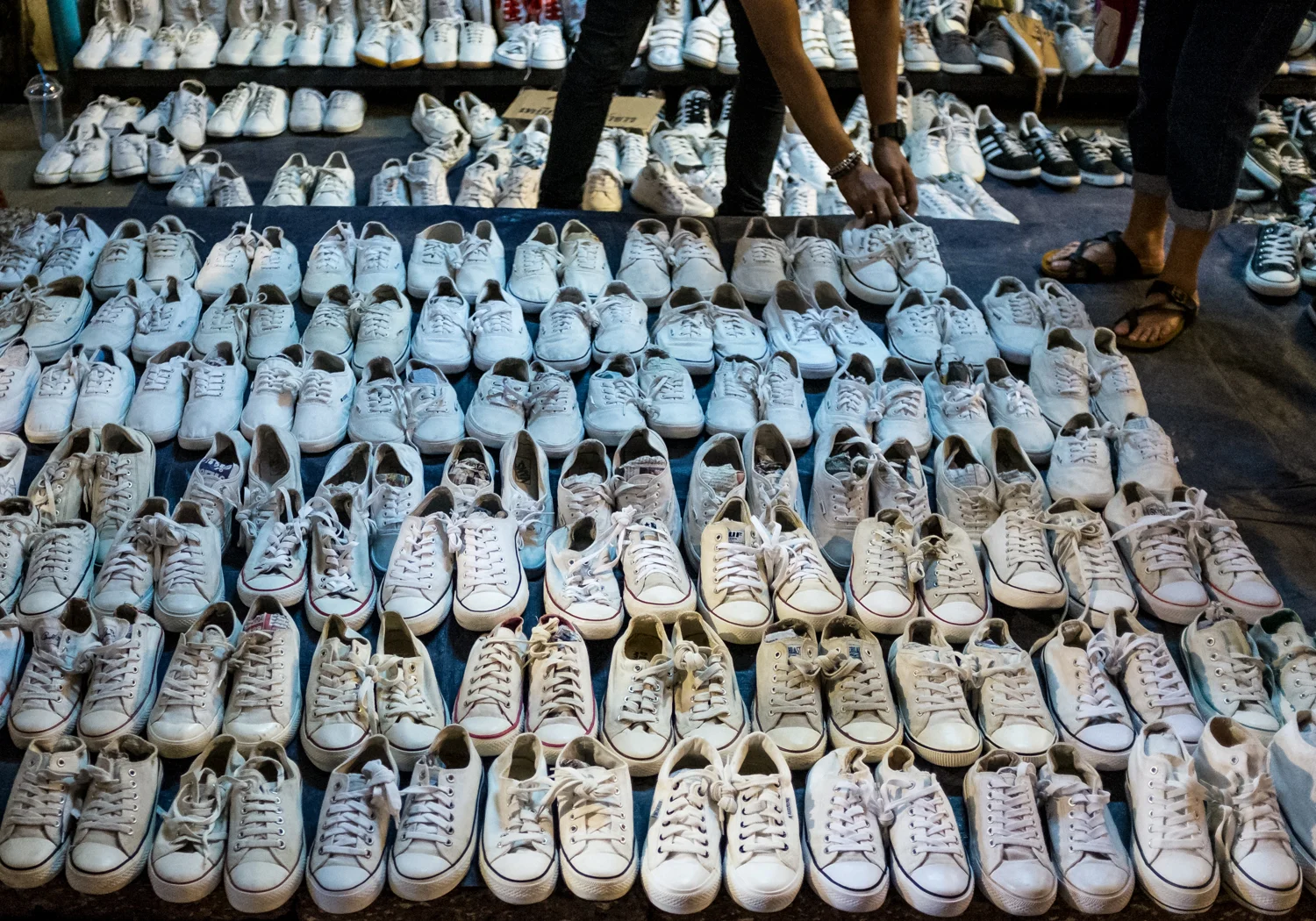 Shoes for sale in Chatuchak market.