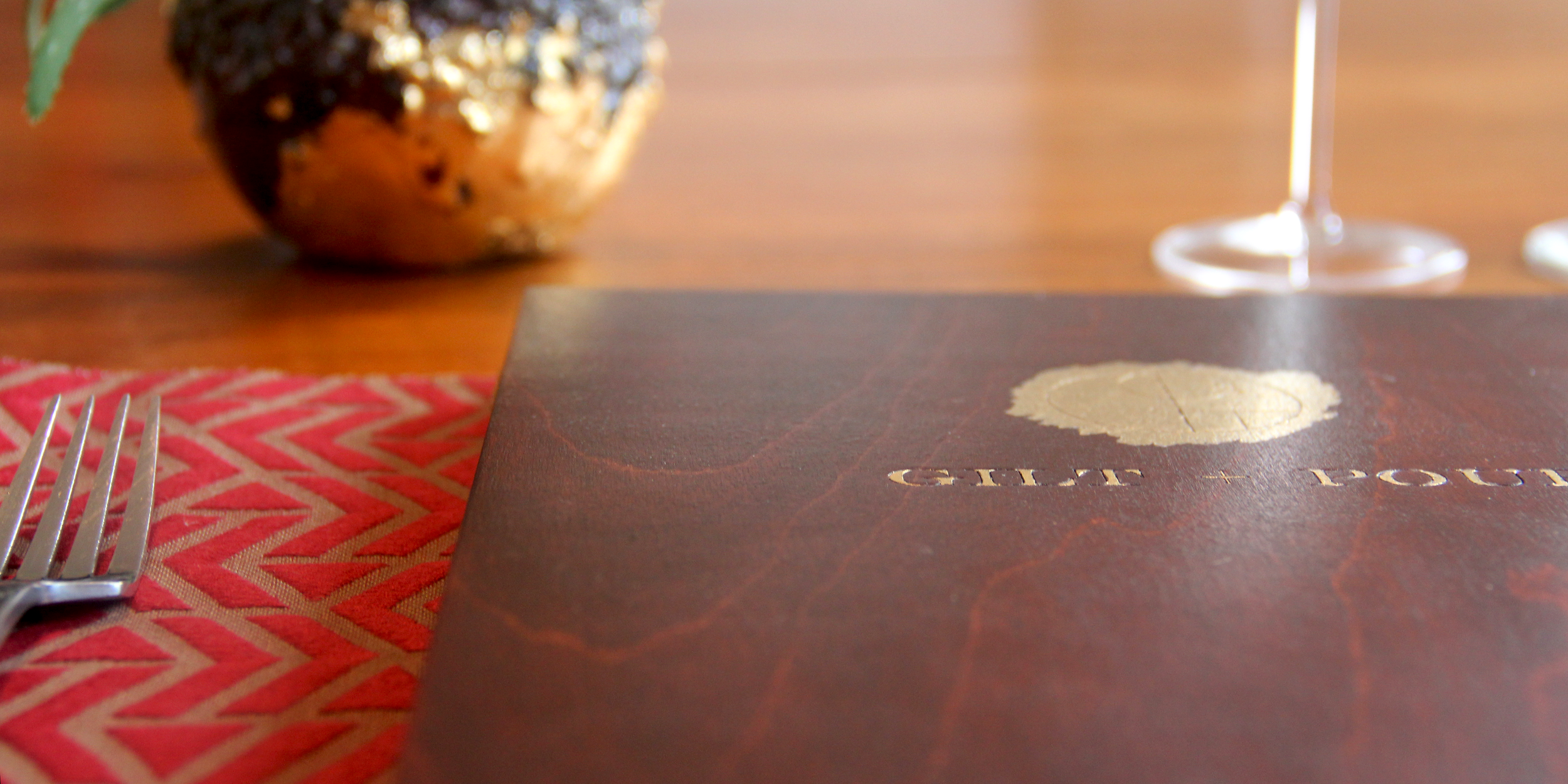 Gilt + Pour Menu Design
