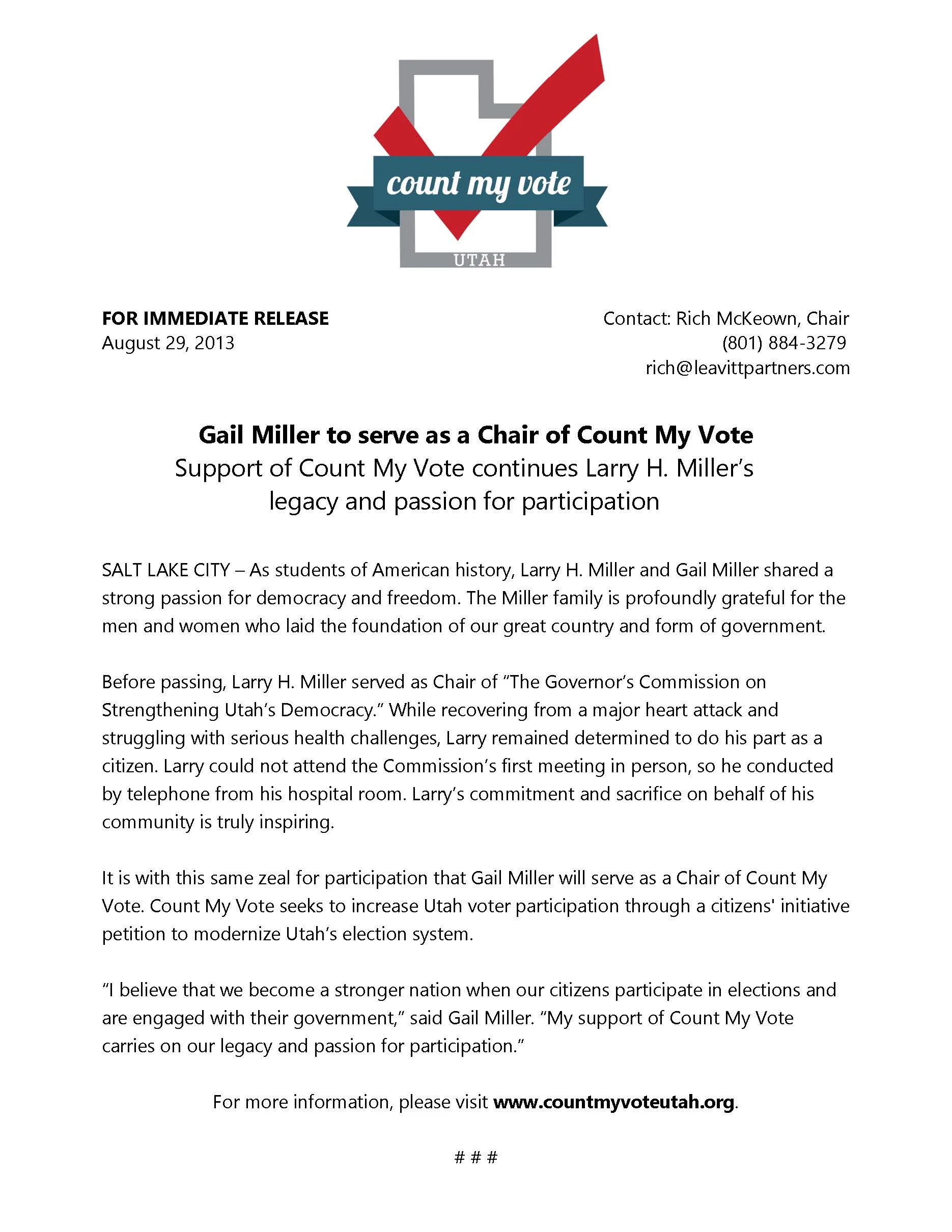 Gail Miller to Serve as a Count My Vote Chair.jpg