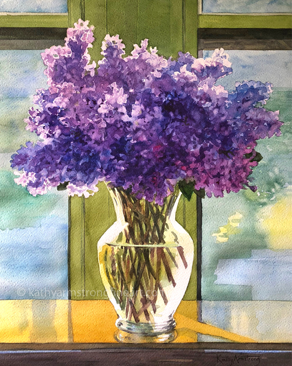 "Lilacs in Clear Vase"
