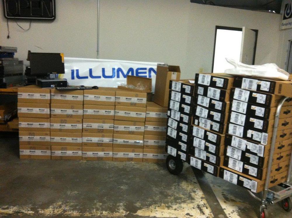 All 25 workstations, waiting for installation at Illumen HQ