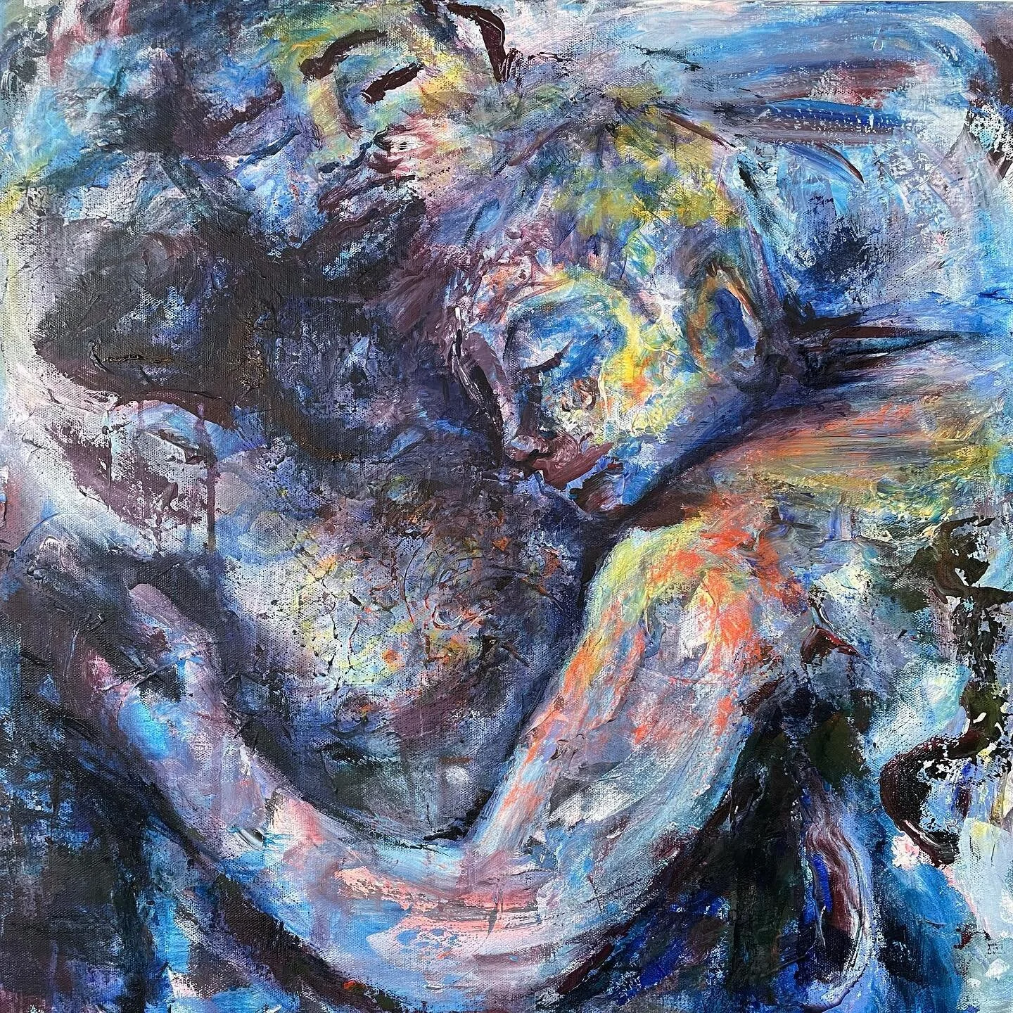 At home, 2022
&bull;
Acrylic on canvas.  24 x 24 in. 
&bull;
&bull;
#figurepainting #figurativeart #acrylicpainting #painting #love