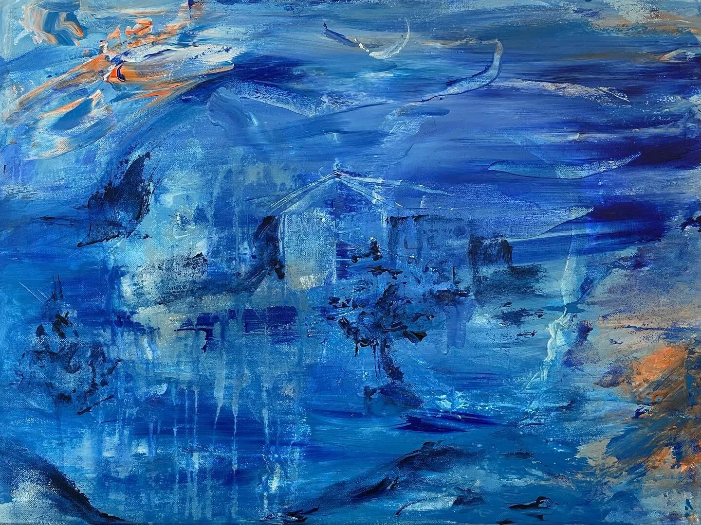 A memory, 2022
&bull;
&bull;
Acrylic on canvas. 24 in x 18 in. 
&bull;
#acrylicpainting #blue #new #painting