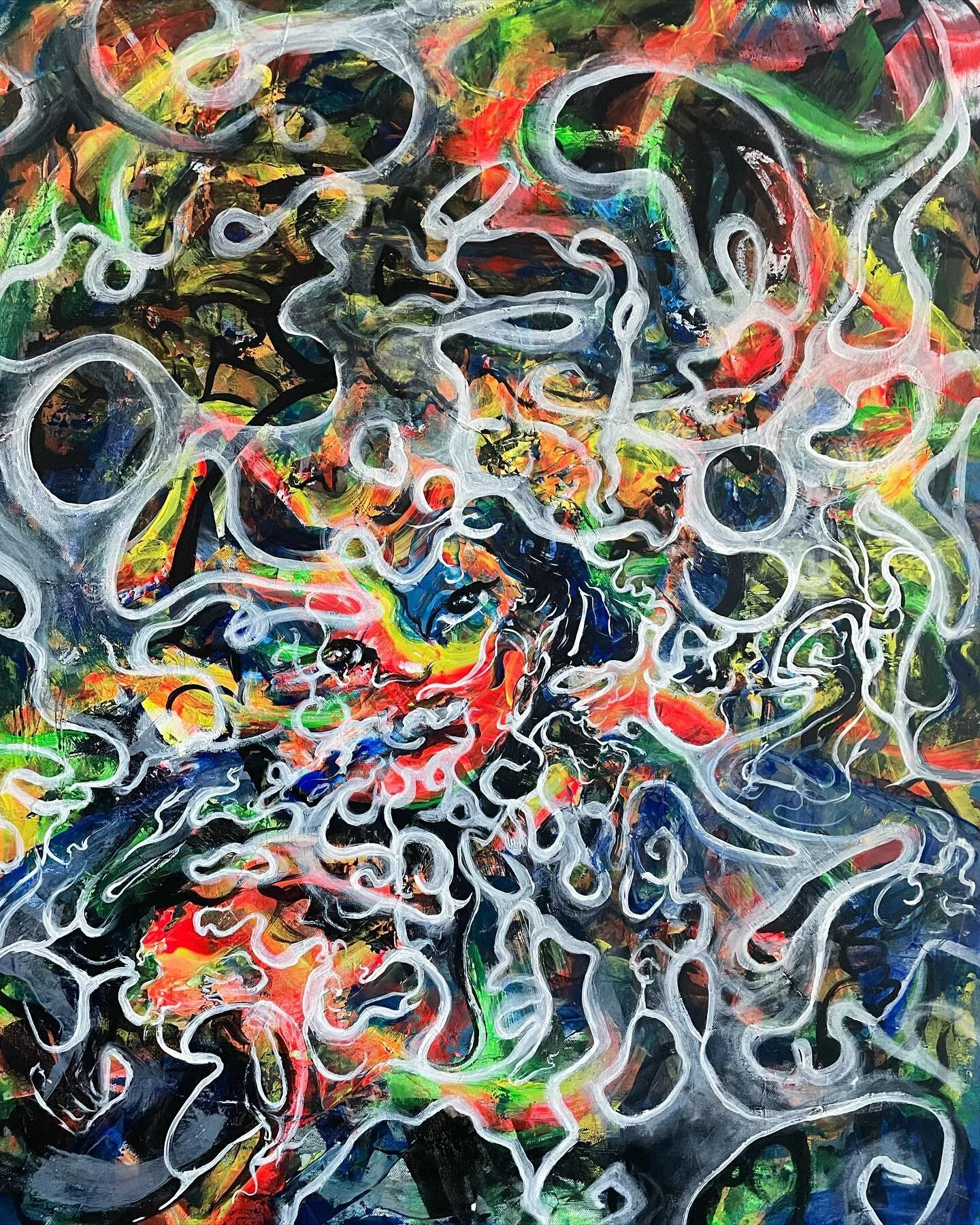 Blowing smoke(set the stage), 2022 
&bull;
Acrylic on canvas. 40 x 30 in. 
&bull;
&bull;
#new #painting