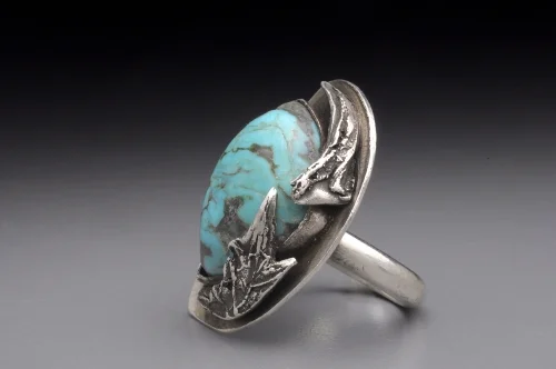 Turquoise and Thistle Ring