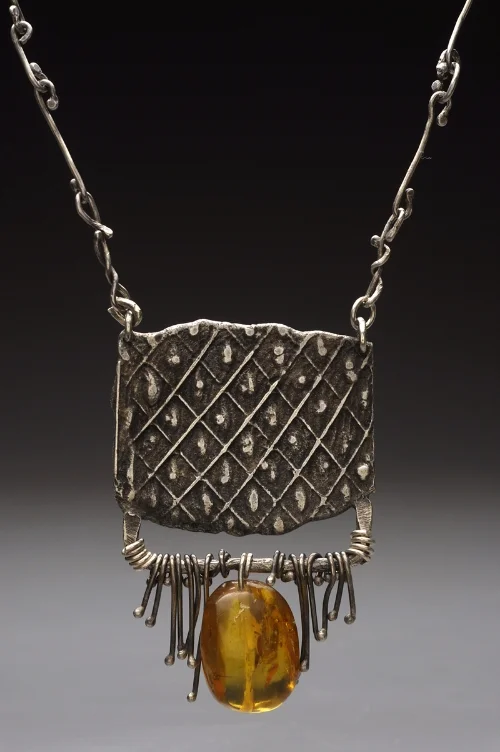 Lycopod Cuttlefish Casting and Amber Pendant