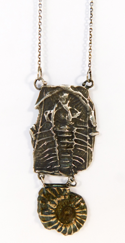 Trilobite and Ammonite Necklace- Sterling and Bronze