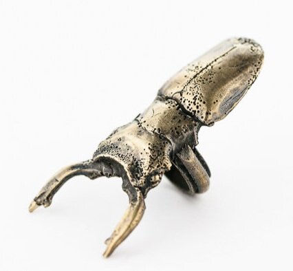 Odontolabis Femoralis (stag beetle ring) Bronze