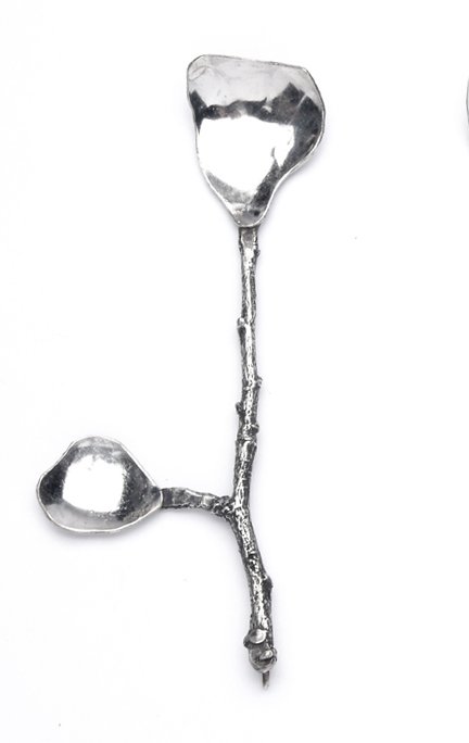 Double leaf cast branch spoon in Sterling