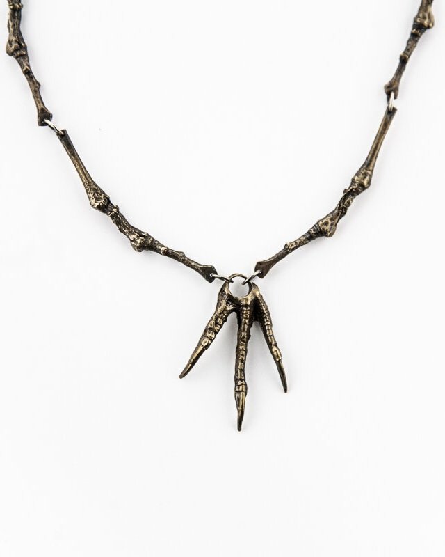Broad-winged hawk foot necklace- bronze