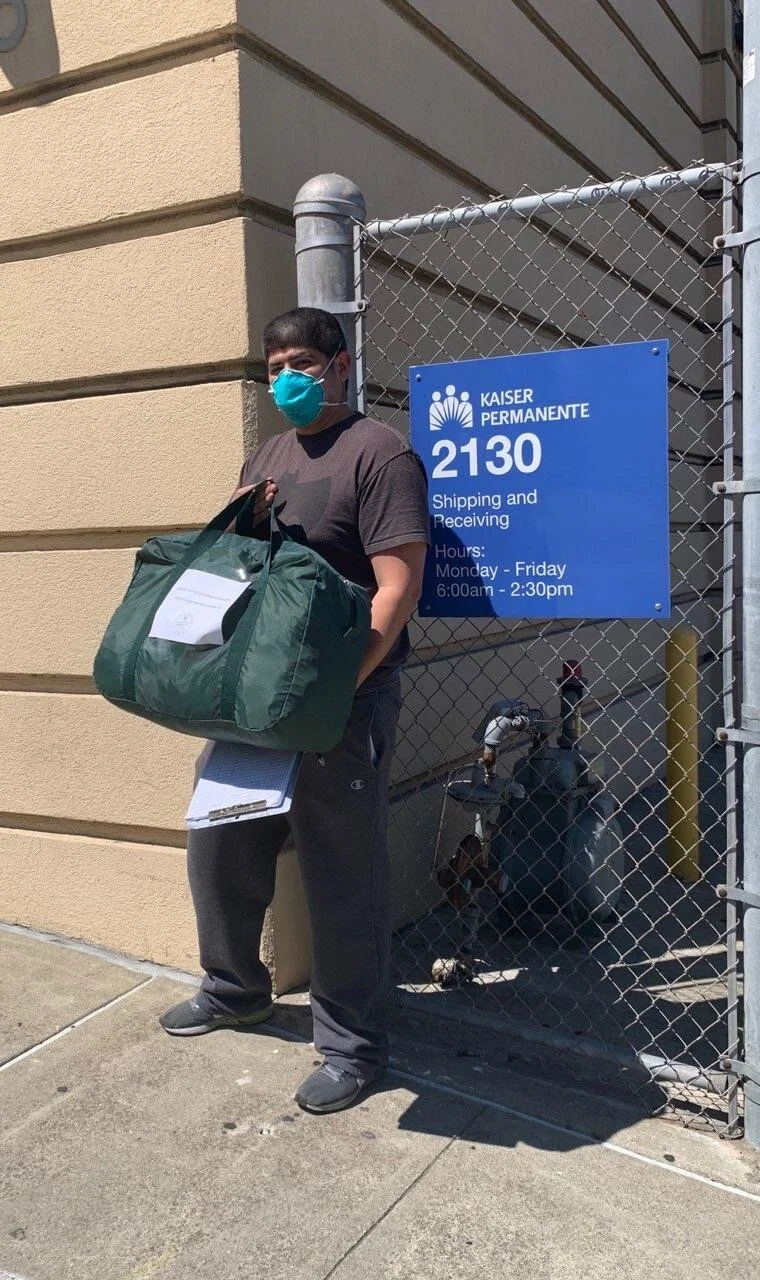 Receiving donations at Kaiser Hospital