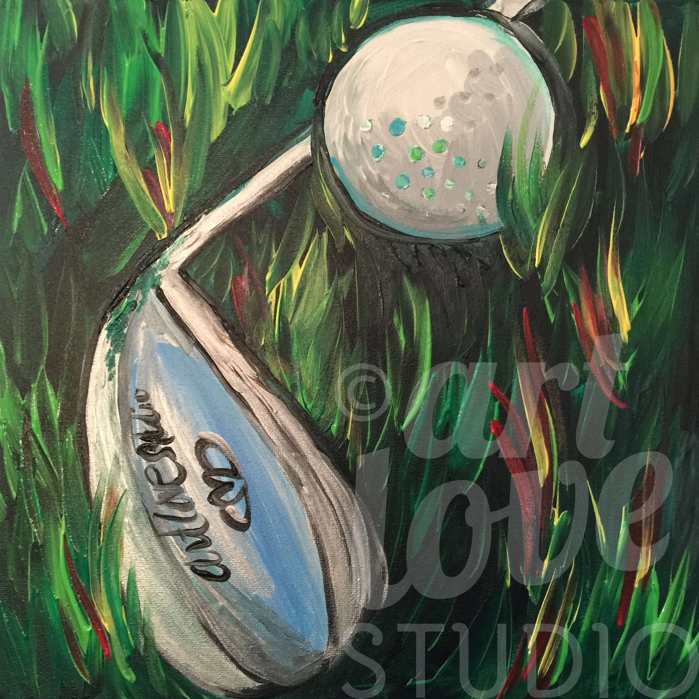 Golf Club in Grass