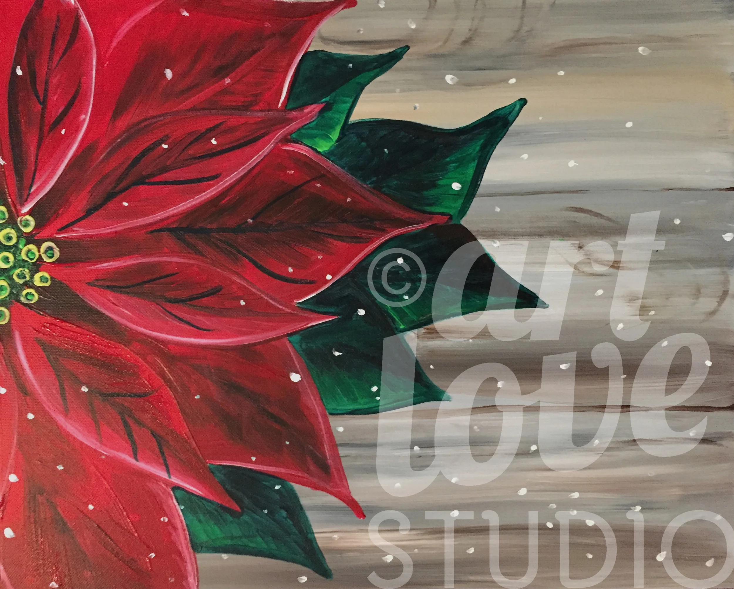 Poinsettia on Barnwood
