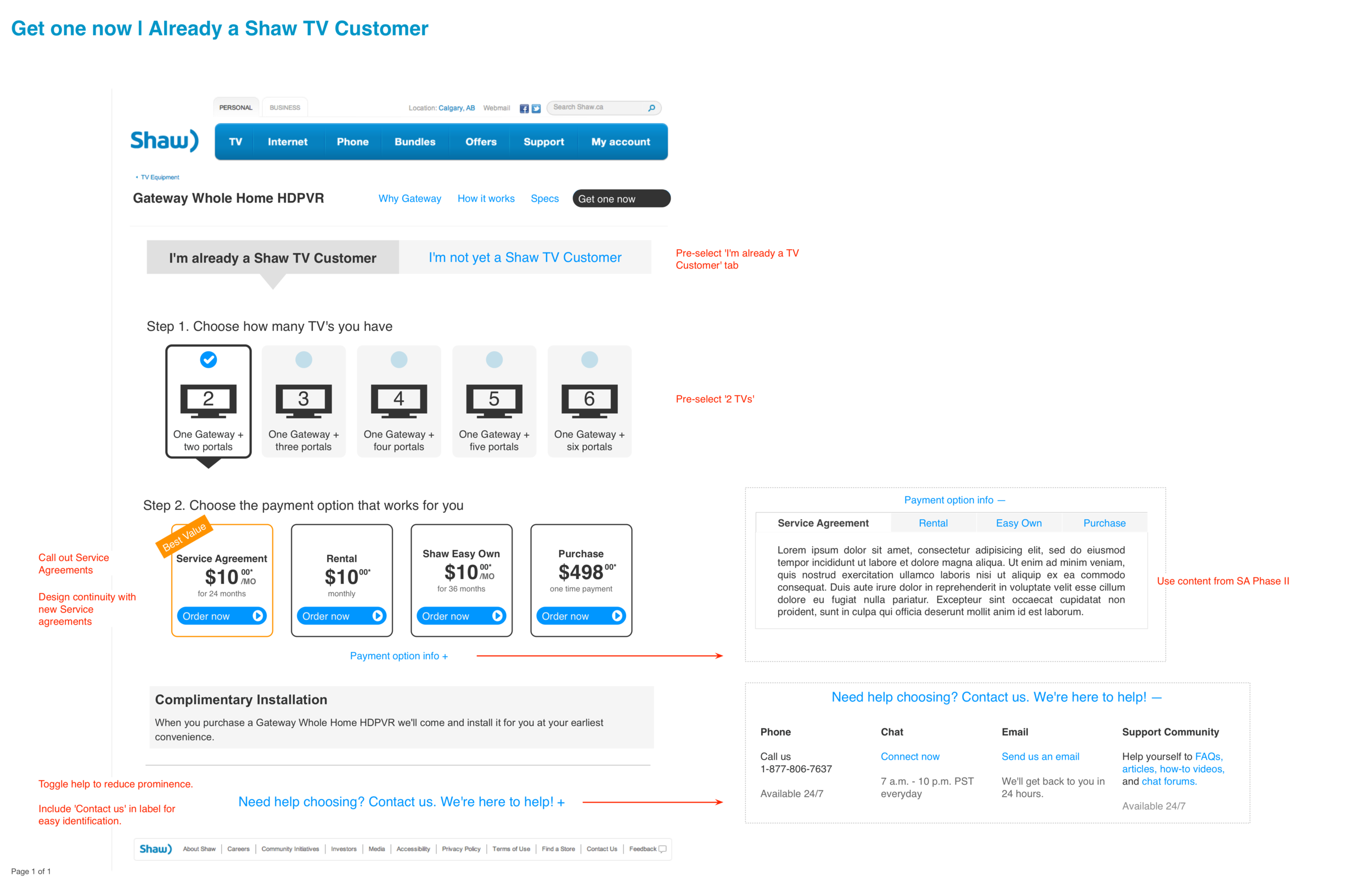 Shaw Customer "Get one now" wires