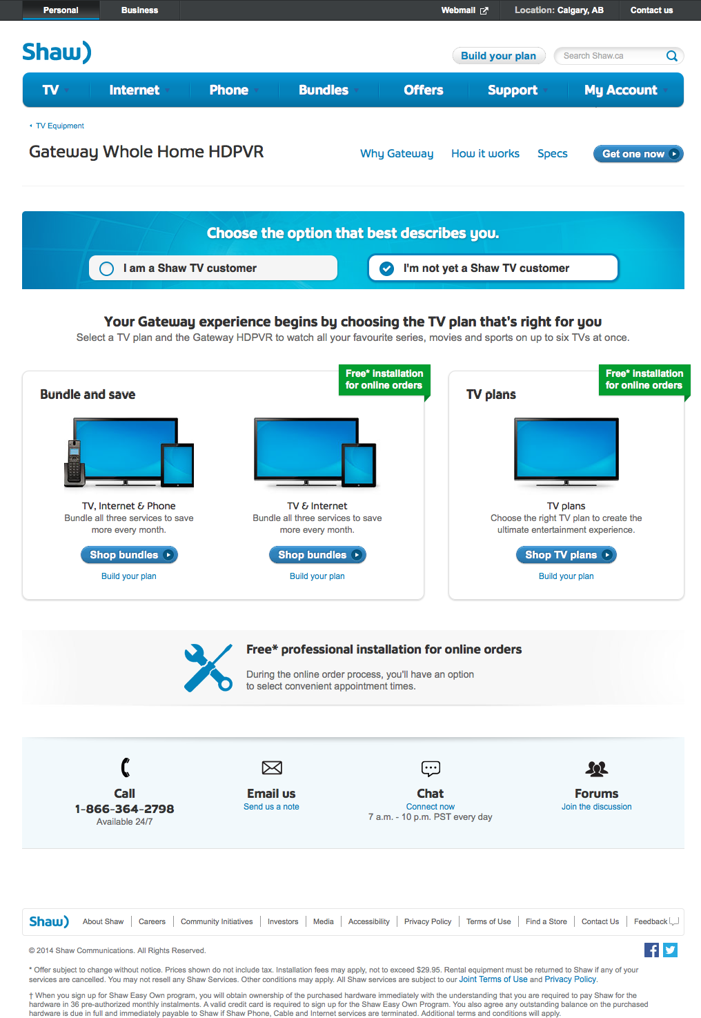 Non-Shaw Customer&nbsp;"Get one now" page